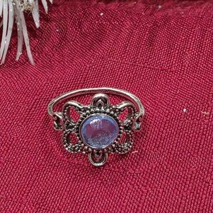 Silver Filigree Ring with Blue Stone